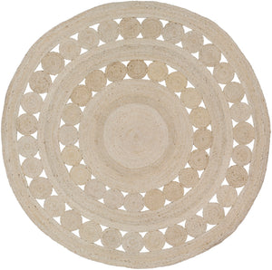 Sundaze SDZ-1009 Cottage Jute Rug SDZ1009-8RD Beige 100% Jute 8' Round