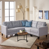 Delilah Mid Century Modern Sectional Sofa Set, Gray Tweed