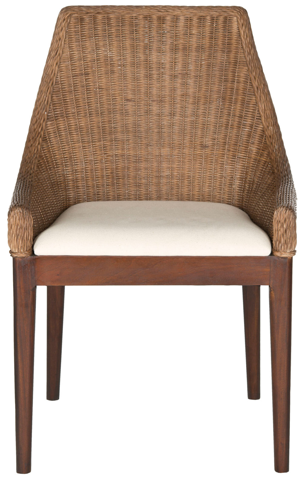 Safavieh Franco Chair Rattan Sloping Brown PU Mahogany Foam Cotton SEA4000A 683726342236