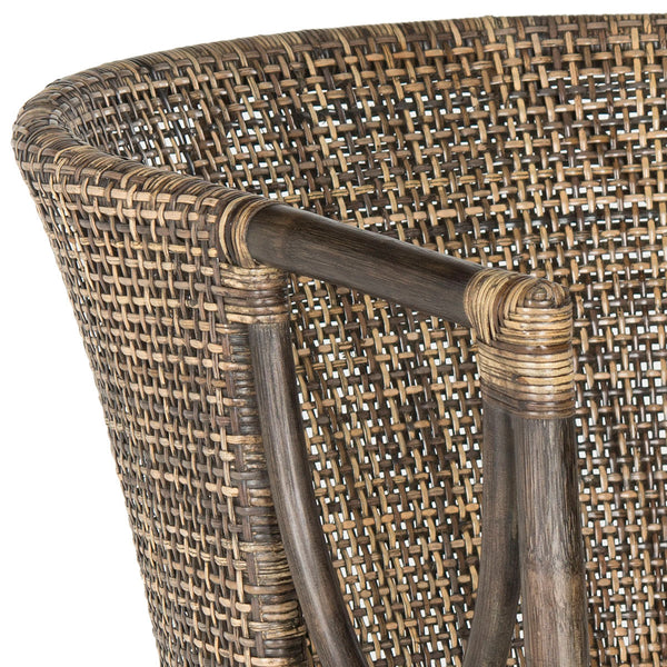 Safavieh Beningo Arm Chair Brown Black PU Mahogany Foam Cotton SEA4001A 683726342281