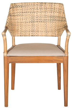 Safavieh Carlo Arm Chair Honey PU Mahogany Foam Polyester SEA4002A 683726342380