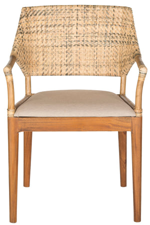 Safavieh Carlo Arm Chair Honey PU Mahogany Foam Polyester SEA4002A 683726342380