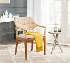 Safavieh Carlo Arm Chair Honey PU Mahogany Foam Polyester SEA4002A 683726342380