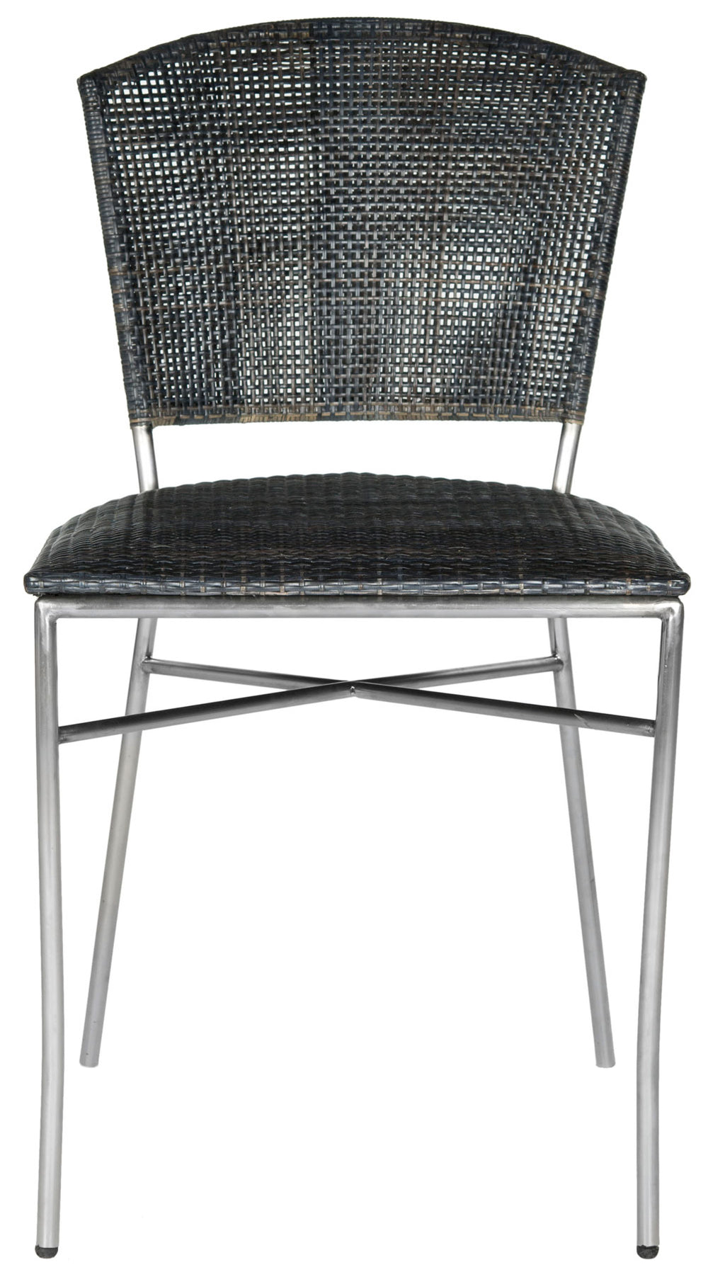 Safavieh - Set of 2 - Melita Side Chair 18''H Rattan Black PU Mahogany Foam Stainless Steel SEA4009A-SET2 683726342731