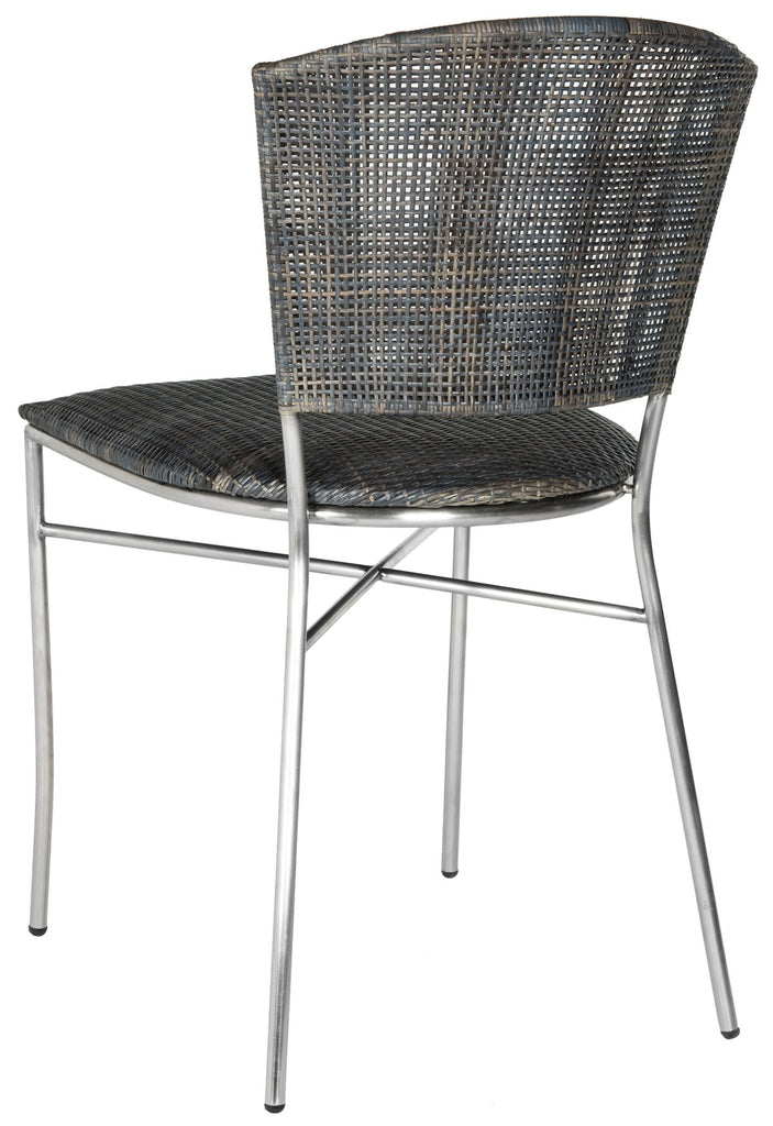 Safavieh - Set of 2 - Melita Side Chair 18''H Rattan Black PU Mahogany Foam Stainless Steel SEA4009A-SET2 683726342731