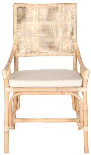 Safavieh Donatella Chair Rattan Natural White Wash PU Mahogany Foam Cotton SEA4012A 683726342762