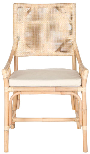 Safavieh Donatella Chair Rattan Natural White Wash PU Mahogany Foam Cotton SEA4012A 683726342762