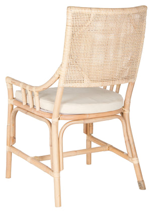 Safavieh Donatella Chair Rattan Natural White Wash PU Mahogany Foam Cotton SEA4012A 683726342762