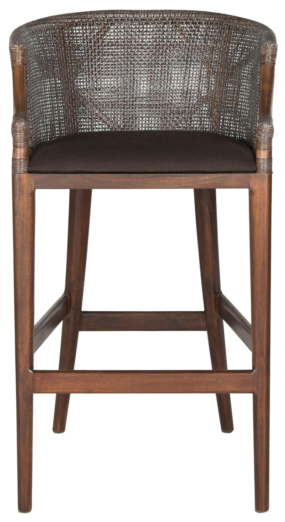 Safavieh Brando Bar Stool Brown PU Mahogany Foam Polyacrylic SEA4014A 683726343097