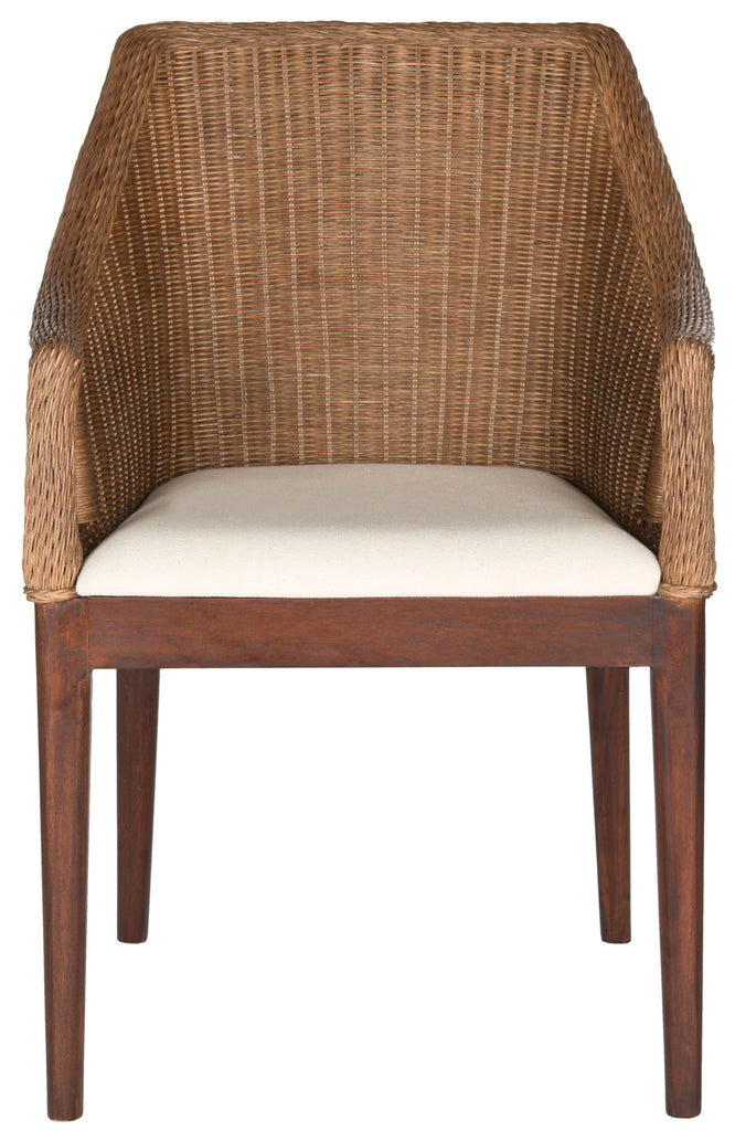 Safavieh Enrico Arm Chair Multi Brown PU Mahogany Foam Cotton SEA4016A 683726343141