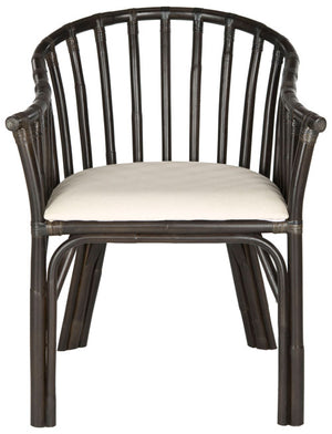 Safavieh Gino Arm Chair Black White PU Mahogany Foam Cotton SEA4017A 683726343165
