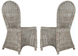 Safavieh - Set of 2 - Idola Dining Chair 19''H Wicker White Wash Rattan NC Coating Kubu SEA7004A-SET2 683726831730