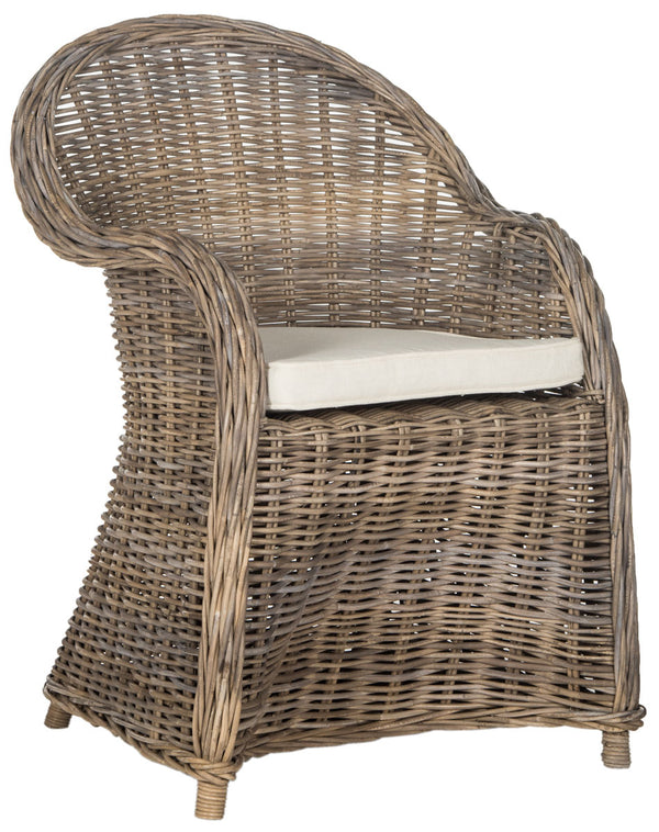 Safavieh Zane Club Chair Wicker Natural Rattan NC Coating Kubu PU Foam Cotton SEA7006A 889048013902