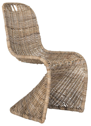 Safavieh - Set of 2 - Cilombo Dining Chair 19''H Wicker Natural Rattan NC Coating Kubu Pipe Iron Frame SEA7007A-SET2 683726781370