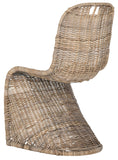 Safavieh - Set of 2 - Cilombo Dining Chair 19''H Wicker Natural Rattan NC Coating Kubu Pipe Iron Frame SEA7007A-SET2 683726781370