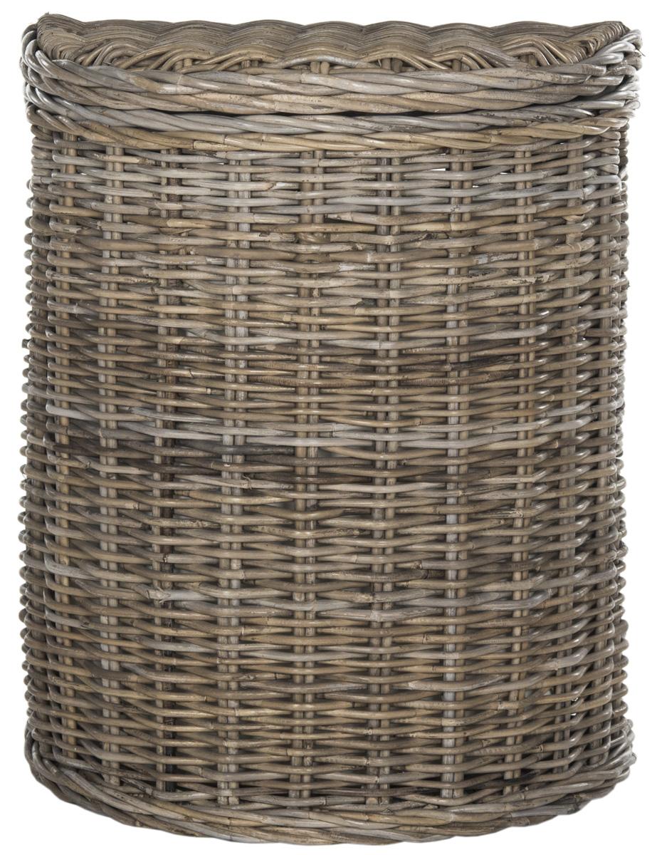 Safavieh Damari Hamper Wicker Storage Natural Rattan NC Coating Kubu Cotton SEA7008A 683726754800