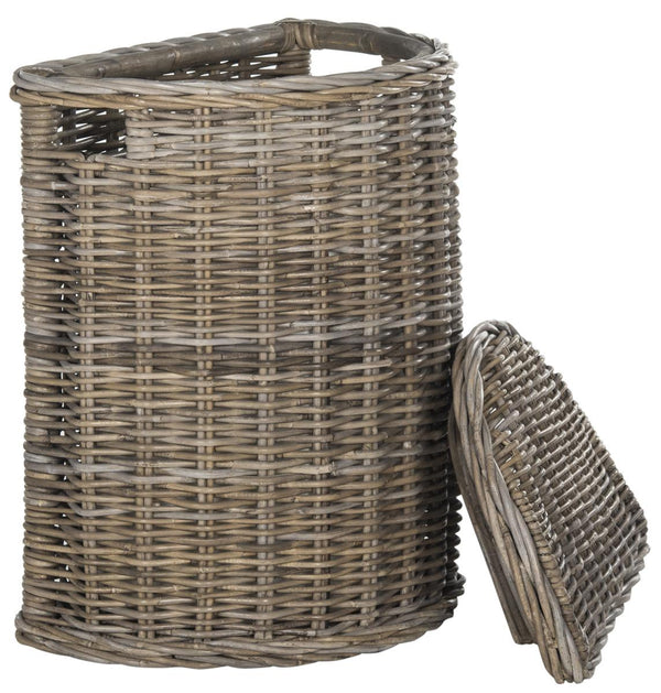 Safavieh Damari Hamper Wicker Storage Natural Rattan NC Coating Kubu Cotton SEA7008A 683726754800