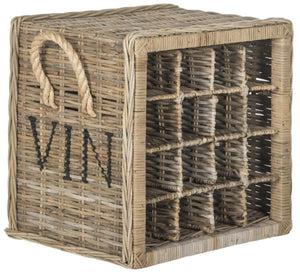 Safavieh Aziza Wine Rack 16 Bottle Wicker Natural Rattan NC Coating Kubu SEA7016A 683726776727