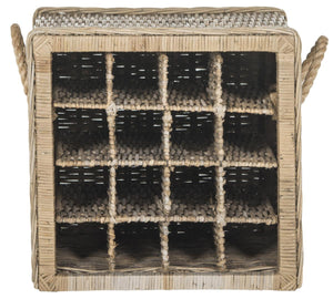 Safavieh Aziza Wine Rack 16 Bottle Wicker Natural Rattan NC Coating Kubu SEA7016A 683726776727