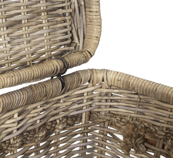 Safavieh Sidonie Storage Hamper Wicker Natural Rattan NC Coating Kubu Pipe Iron Frame SEA7020A 683726777533