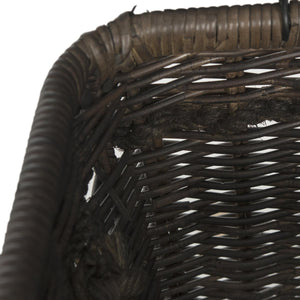 Safavieh Sidonie Storage Hamper Wicker Dark Brown Rattan NC Coating Kubu Pipe Iron Frame SEA7020B 683726777618