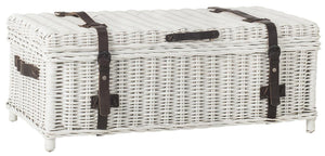 Safavieh Navarro Coffee Table Trunk Rattan White NC Coating Kubu Cotton SEA7022A 683726777632