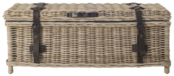 Safavieh Navarro Coffee Table Trunk Rattan Grey NC Coating Kubu Cotton SEA7022B 889048002616