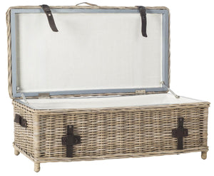 Safavieh Navarro Coffee Table Trunk Rattan Grey NC Coating Kubu Cotton SEA7022B 889048002616
