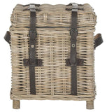 Safavieh Kacia Side Trunk Wicker Natural Rattan NC Coating Kubu Cotton SEA7023B 889048002623