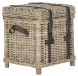 Safavieh Kacia Side Trunk Wicker Natural Rattan NC Coating Kubu Cotton SEA7023B 889048002623