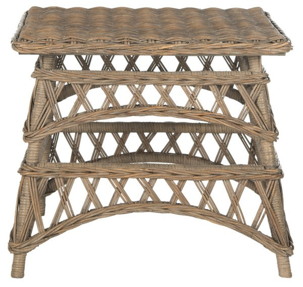 Safavieh Sora Accent Table Wicker Natural Rattan NC Coating Slimit Lacak SEA7027A 683726777694