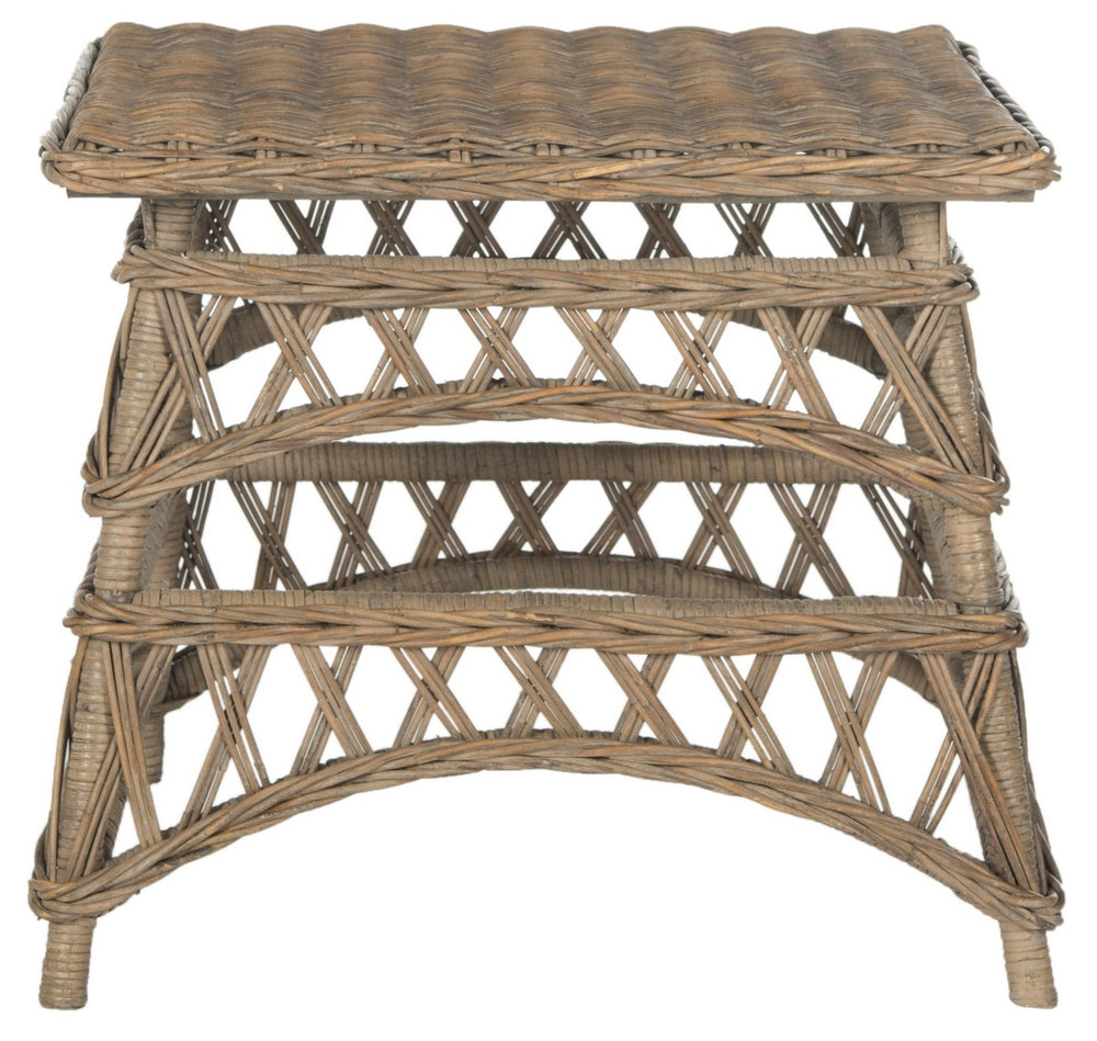 Safavieh Sora Accent Table Wicker Natural Rattan NC Coating Slimit Lacak SEA7027A 683726777694