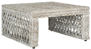 Safavieh Shila Coffee Table Wicker White Wash Rattan NC Coating Kubu SEA7031A 683726777762