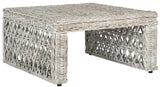 Safavieh Shila Coffee Table Wicker White Wash Rattan NC Coating Kubu SEA7031A 683726777762