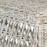 Safavieh Shila Coffee Table Wicker White Wash Rattan NC Coating Kubu SEA7031A 683726777762