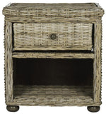 Lagos Nightstand Wicker with Drawer and 8
