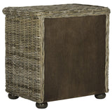 Safavieh Lagos Nightstand Wicker with Drawer and 8"H Storage Natural Kubu Grey Rattan NC Coating SEA8000A 683726796015