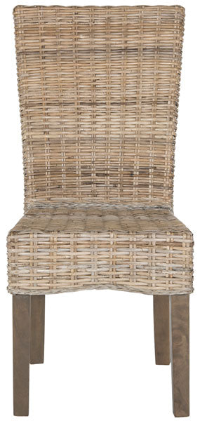 Safavieh - Set of 2 - Ozias Dining Chair 19''H Wicker Grey Rattan NC Coating Kubu SEA8014A-SET2 889048020412
