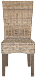 Safavieh - Set of 2 - Ozias Dining Chair 19''H Wicker Grey Rattan NC Coating Kubu SEA8014A-SET2 889048020412