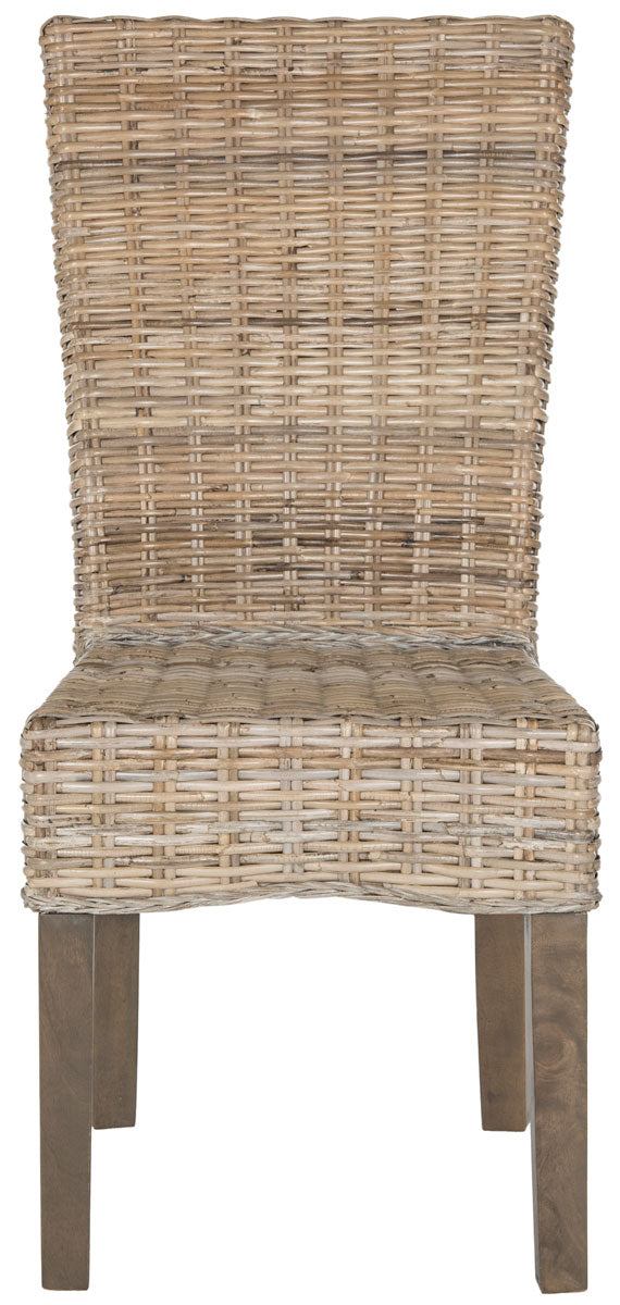 Safavieh - Set of 2 - Ozias Dining Chair 19''H Wicker Grey Rattan NC Coating Kubu SEA8014A-SET2 889048020412