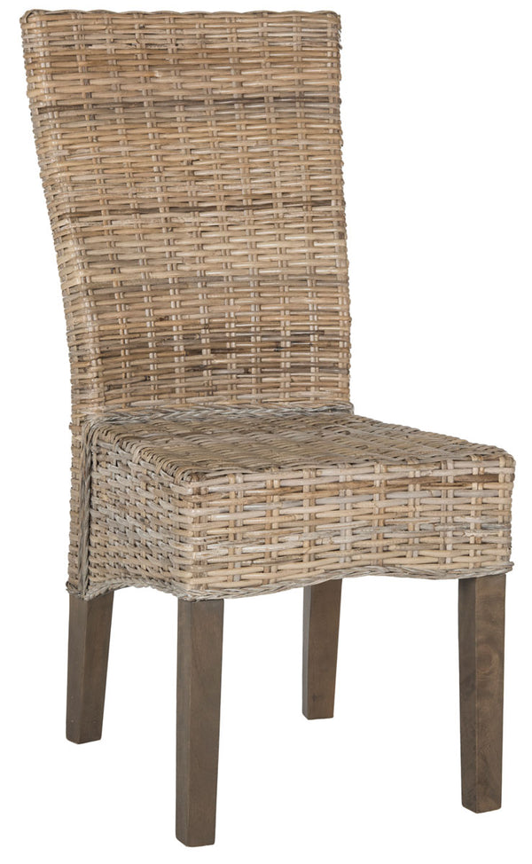 Safavieh - Set of 2 - Ozias Dining Chair 19''H Wicker Grey Rattan NC Coating Kubu SEA8014A-SET2 889048020412
