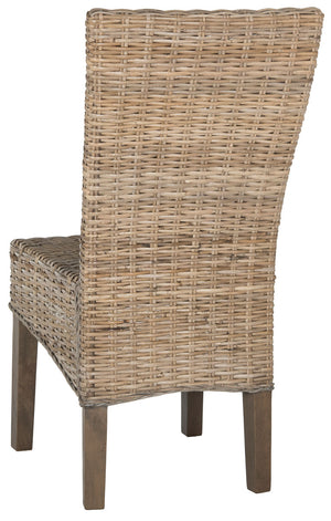 Safavieh - Set of 2 - Ozias Dining Chair 19''H Wicker Grey Rattan NC Coating Kubu SEA8014A-SET2 889048020412