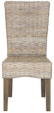 Safavieh - Set of 2 - Ozias Dining Chair 19''H Wicker White Wash Rattan NC Coating Kubu SEA8014B-SET2 889048020429