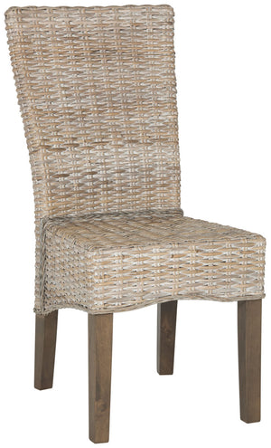 Safavieh - Set of 2 - Ozias Dining Chair 19''H Wicker White Wash Rattan NC Coating Kubu SEA8014B-SET2 889048020429