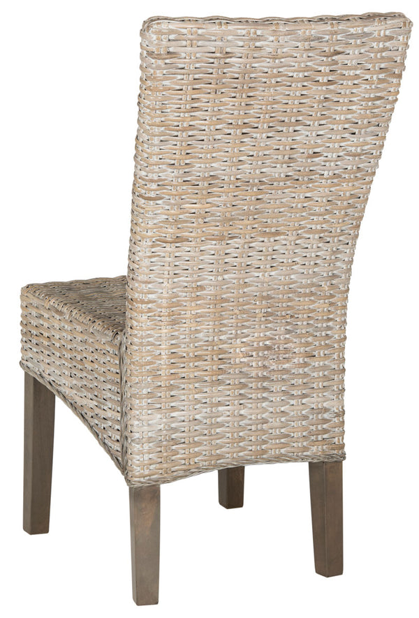 Safavieh - Set of 2 - Ozias Dining Chair 19''H Wicker White Wash Rattan NC Coating Kubu SEA8014B-SET2 889048020429