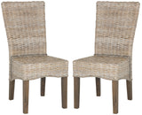 Safavieh - Set of 2 - Ozias Dining Chair 19''H Wicker White Wash Rattan NC Coating Kubu SEA8014B-SET2 889048020429