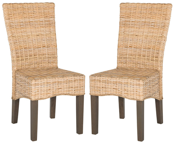 Safavieh - Set of 2 - Ozias Dining Chair 19''H Wicker Natural Rattan NC Coating Kubu SEA8014C-SET2 889048020436