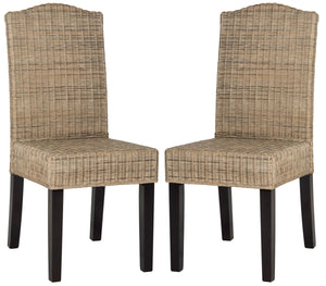 Safavieh - Set of 2 - Odette Dining Chair 19''H Wicker Grey Rattan NC Coating SEA8015A-SET2 889048020443