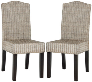 Safavieh - Set of 2 - Odette Dining Chair 19''H Wicker Antique Grey Rattan NC Coating SEA8015B-SET2 889048020450