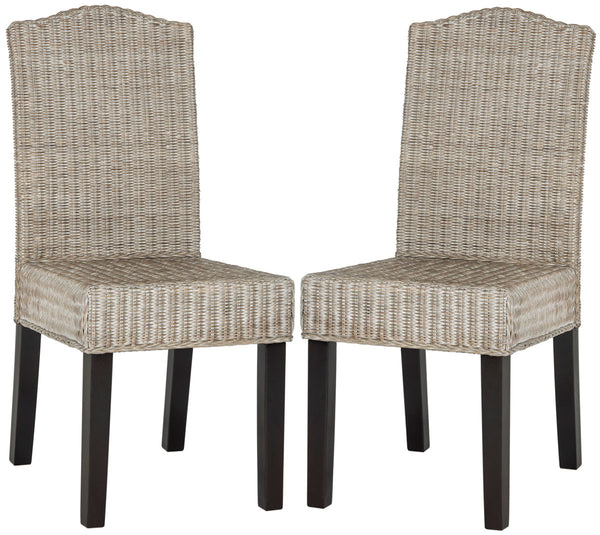 Safavieh - Set of 2 - Odette Dining Chair 19''H Wicker Antique Grey Rattan NC Coating SEA8015B-SET2 889048020450